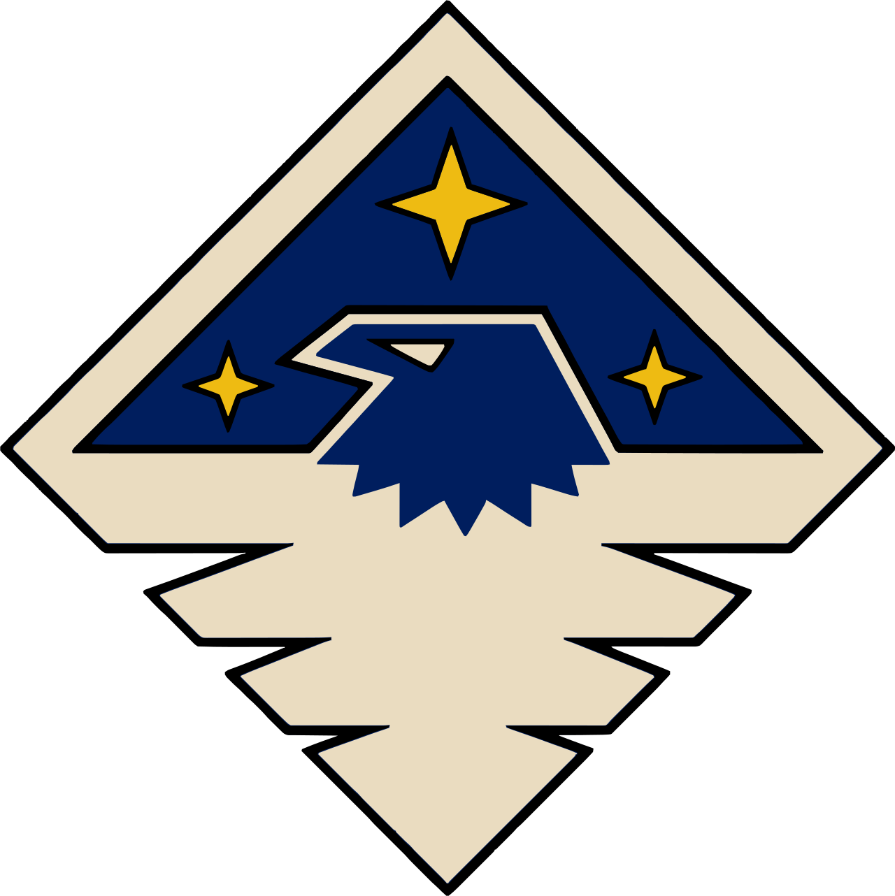 Valor Technical Consulting emblem: tan-bordered diamond with a navy field, gold stars and a navy eagle